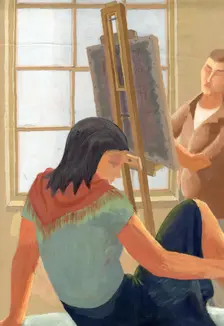 Model and student in drawing class, c1950. Creator: Shirley Markham