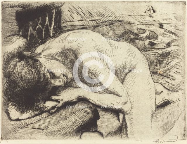 Model Asleep on the Floor (Le modèle endormi à terre), 1885. Creator: Paul Albert Besnard.