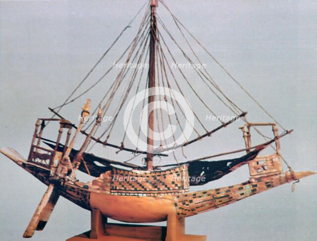 Model boat with rigging, tomb of Tutankhamun, 14th century BC. Artist: Unknown