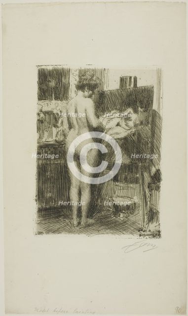 Model before Picture, 1910. Creator: Anders Leonard Zorn.