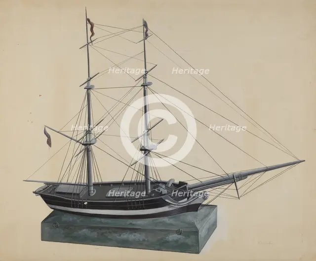 Model Brig, c. 1937. Creator: William Kerby.