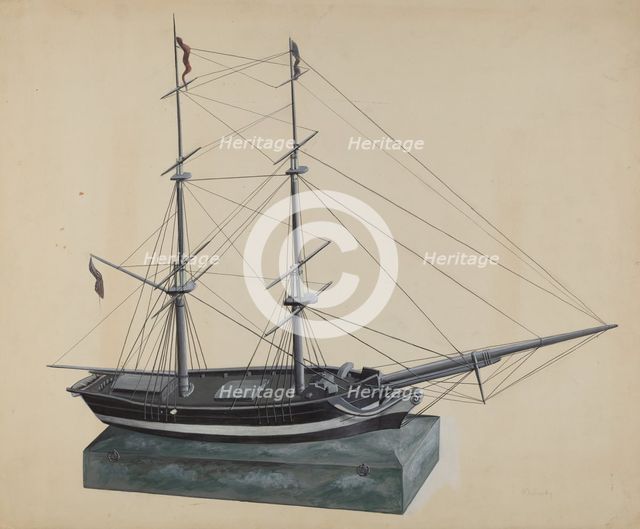 Model Brig, c. 1937. Creator: William Kerby.