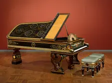 Model D Pianoforte And Stools, 1884-87. Creator: Sir Lawrence Alma-Tadema