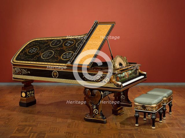 Model D Pianoforte And Stools, 1884-87. Creator: Sir Lawrence Alma-Tadema.
