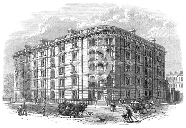 Model dwellings in The Mall, Kensington, 1868. Creator: Unknown.