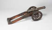 Model Field Cannon with Carriage and Wedge, Austria, 1682. Creator: Unknown