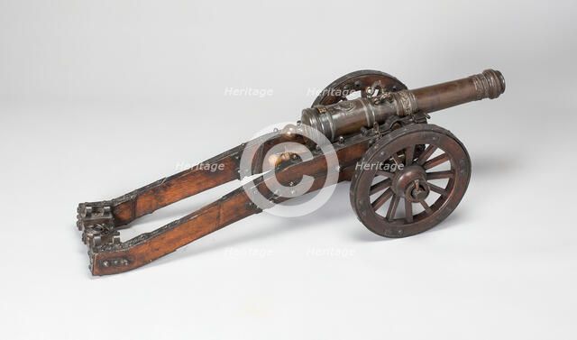 Model Field Cannon with Carriage and Wedge, Austria, 1682. Creator: Unknown.