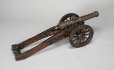 Model Field Cannon with Carriage and Wedge, Austria, 1682. Creator: Unknown