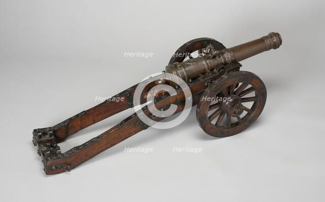 Model Field Cannon with Carriage and Wedge, Austria, 1682. Creator: Unknown.