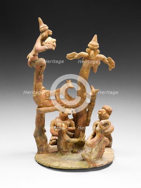 Model of a Tree-Climbing Ritual, A.D. 100/800. Creator: Unknown.