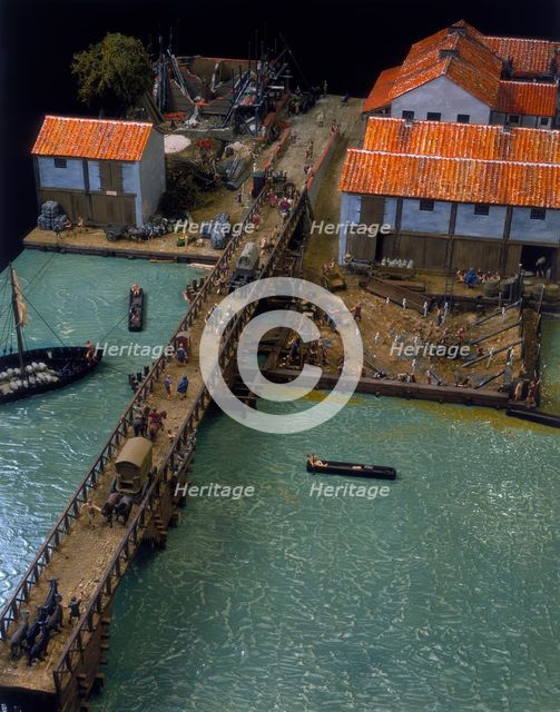 Model of a Roman port on Lower Thames Street, London, c100 AD. Creator: Unknown.