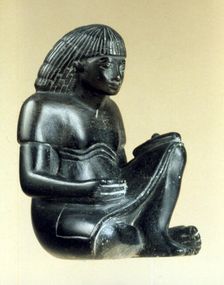 Model of a seated scribe, Ancient Egyptian, 18th Dynasty, 1550-1293 BC