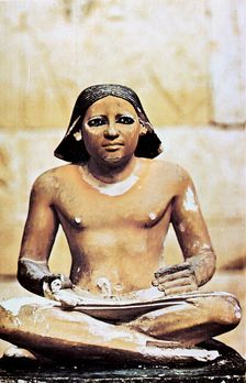 Model of a seated scribe, Ancient Egyptian, 5th Dynasty, 2498-2345 BC