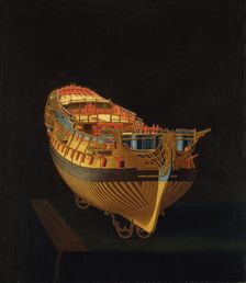 Model of a Ship, Bow View, 1740. Creator: Anon