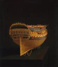 Model of a Ship, Stern View, 1740. Creator: Anon