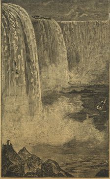 Model of Niagara Falls and North American Indians from Mr Catlin's lecture...Egyptian Hall, 1842. Creator: Unknown