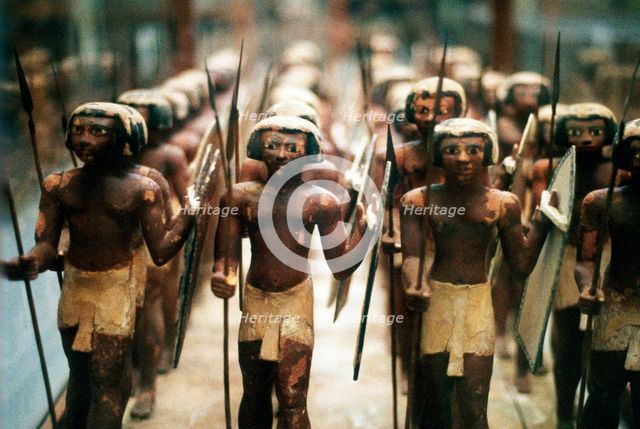 Model soldiers from the tomb of an 18th dynasty pharoah, Ancient Egyptian, 16th-13th century BC. Artist: Unknown