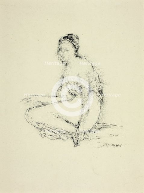 Model Seated on Floor, c. 1893. Creator: Thomas Robert Way.
