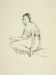 Model Seated on Floor, c. 1893. Creator: Thomas Robert Way