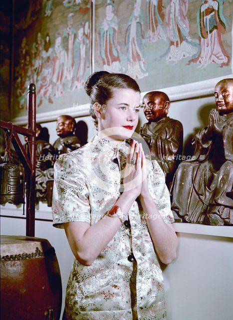 Model wearing an oriental style jacket, 1950s.  Creator: Göran Algård.
