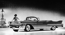 Model with a Cadillac car, 1958