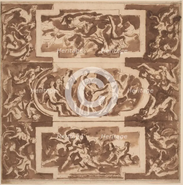 Modello for a Ceiling: Diana and the Dead Endymion, the Judgment of Paris, and..., Death of Adonis. Creator: Nicolas Poussin.