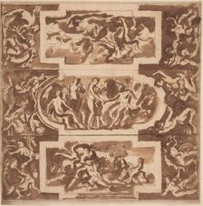 Modello for a Ceiling: Diana and the Dead Endymion, the Judgment of Paris, and..., Death of Adonis. Creator: Nicolas Poussin