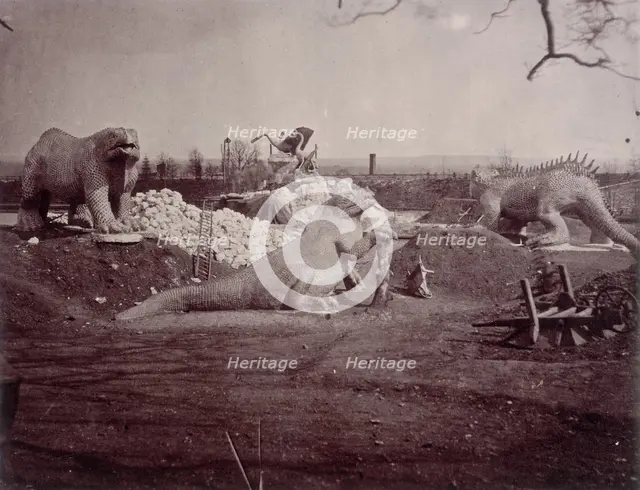 'Models of Extinct Animals', Crystal Palace, Sydenham, 1852-1854. Creator: Philip Henry Delamotte.