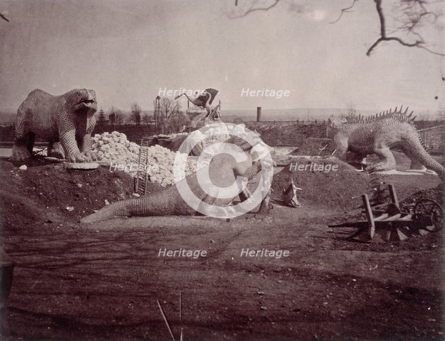 'Models of Extinct Animals', Crystal Palace, Sydenham, 1852-1854. Creator: Philip Henry Delamotte.