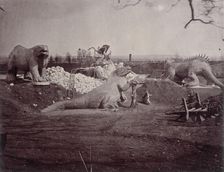 Models of Extinct Animals Crystal Palace, Sydenham, 1852-1854. Creator: Philip Henry Delamotte