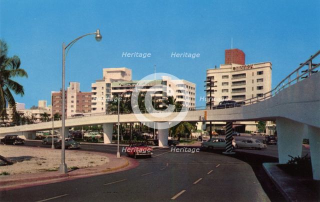 Modern overpass at 61st Street, Miami Beach, Florida, USA, 1954. Artist: Unknown