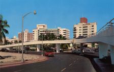 Modern overpass at 61st Street, Miami Beach, Florida, USA, 1954