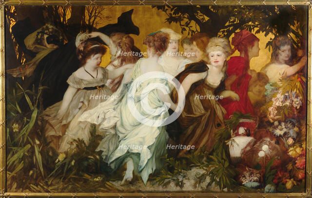 Modern Amoretti, Triptych, left panel, 1868. Creator: Makart, Hans (1840-1884).