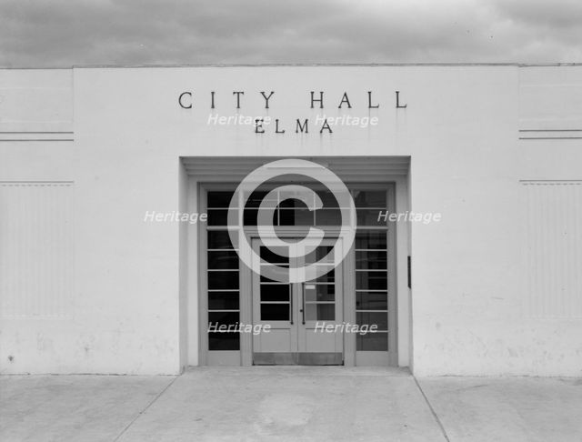 Modern building adjoining power company..., Elma, Grays Harbor County, Western Washington, 1939. Creator: Dorothea Lange.