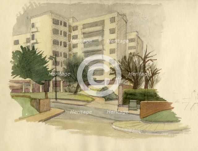 Modern buildings, London, c1950. Creator: Shirley Markham.