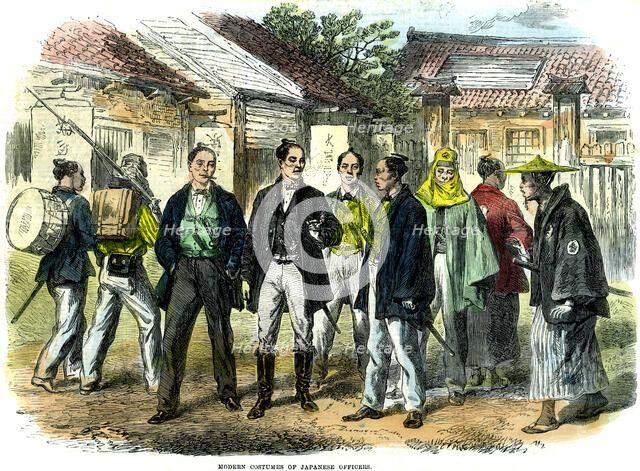 'Modern costumes of Japanese officers', 1866. Artist: Unknown