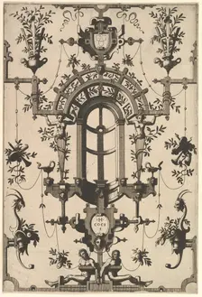 Modern Grotesque with Strapwork, 1554. Creator: Johannes van Doetecum I