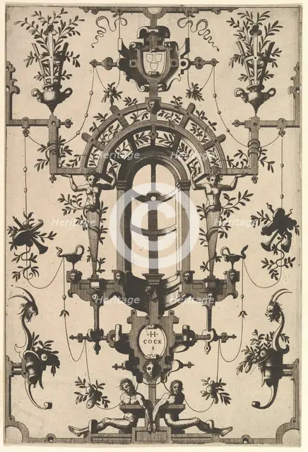 Modern Grotesque with Strapwork, 1554. Creator: Johannes van Doetecum I.
