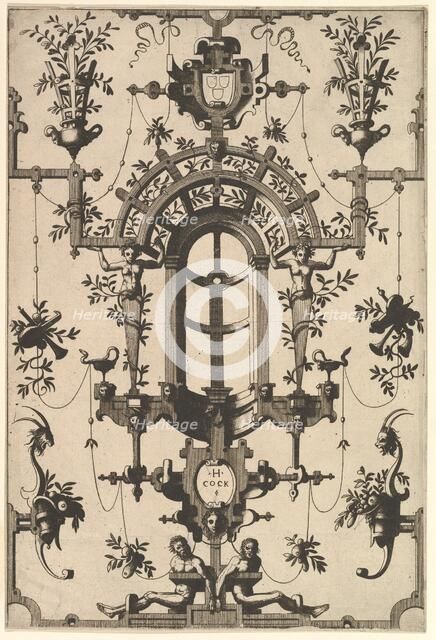 Modern Grotesque with Strapwork, 1554. Creator: Johannes van Doetecum I.