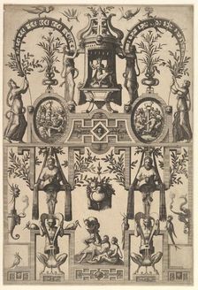 Modern Grotesque with Strapwork, 1557. Creator: Johannes van Doetecum I