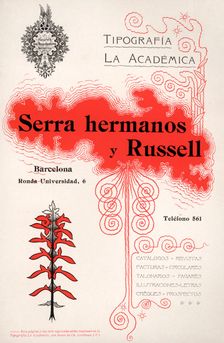 Modernist advertising of Tipografía La Académica. Barcelona, 1900