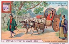 Modes of transport in Japan, convey of a Buddhist priest, 19th century