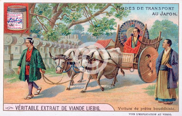 Modes of transport in Japan, convey of a Buddhist priest, 19th century. Artist: Unknown