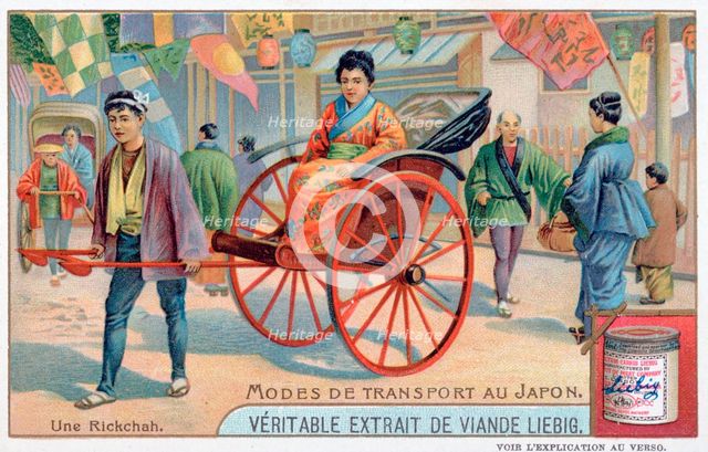 Modes of transport in Japan, rickshaw, 19th century. Artist: Unknown