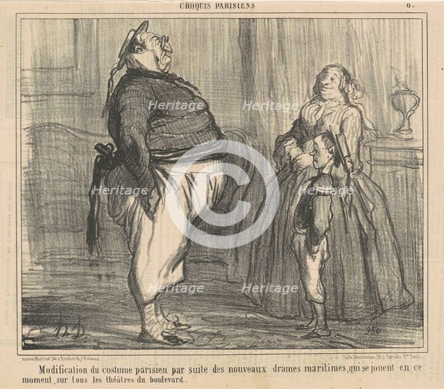 Modification du costume parisien ..., 19th century. Creator: Honore Daumier.