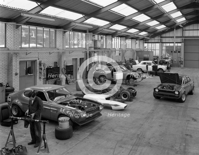 Modified Fords during race preparation, Littleborough, Greater Manchester, 1972. Artist: Michael Walters