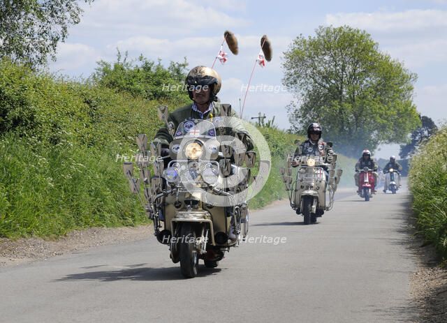 Mods on scooters on club run 2008. Artist: Unknown.