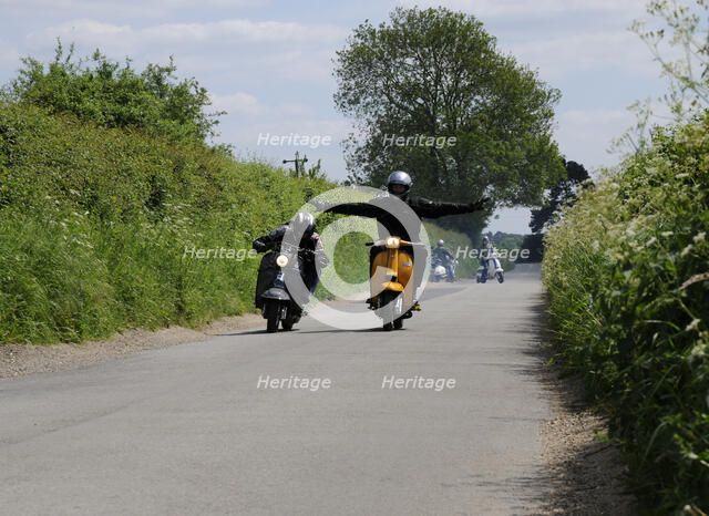 Mods on scooters on club run 2008. Artist: Unknown.