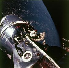 Module pilot David Scott emerging from Apollo 9 spacecraft, 6 March 1969. Creator: Russell Schweickart