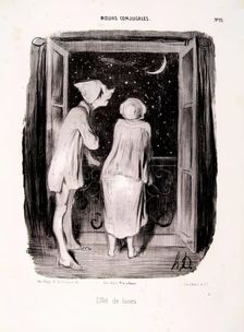 Moeurs Conjugales. Effets de lunes, 1840. Creator: Honore Daumier